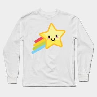 RAINBOW CUTE KAWAII ANIME WEATHER KAOMOJI EMOTICON CARTOON Long Sleeve T-Shirt